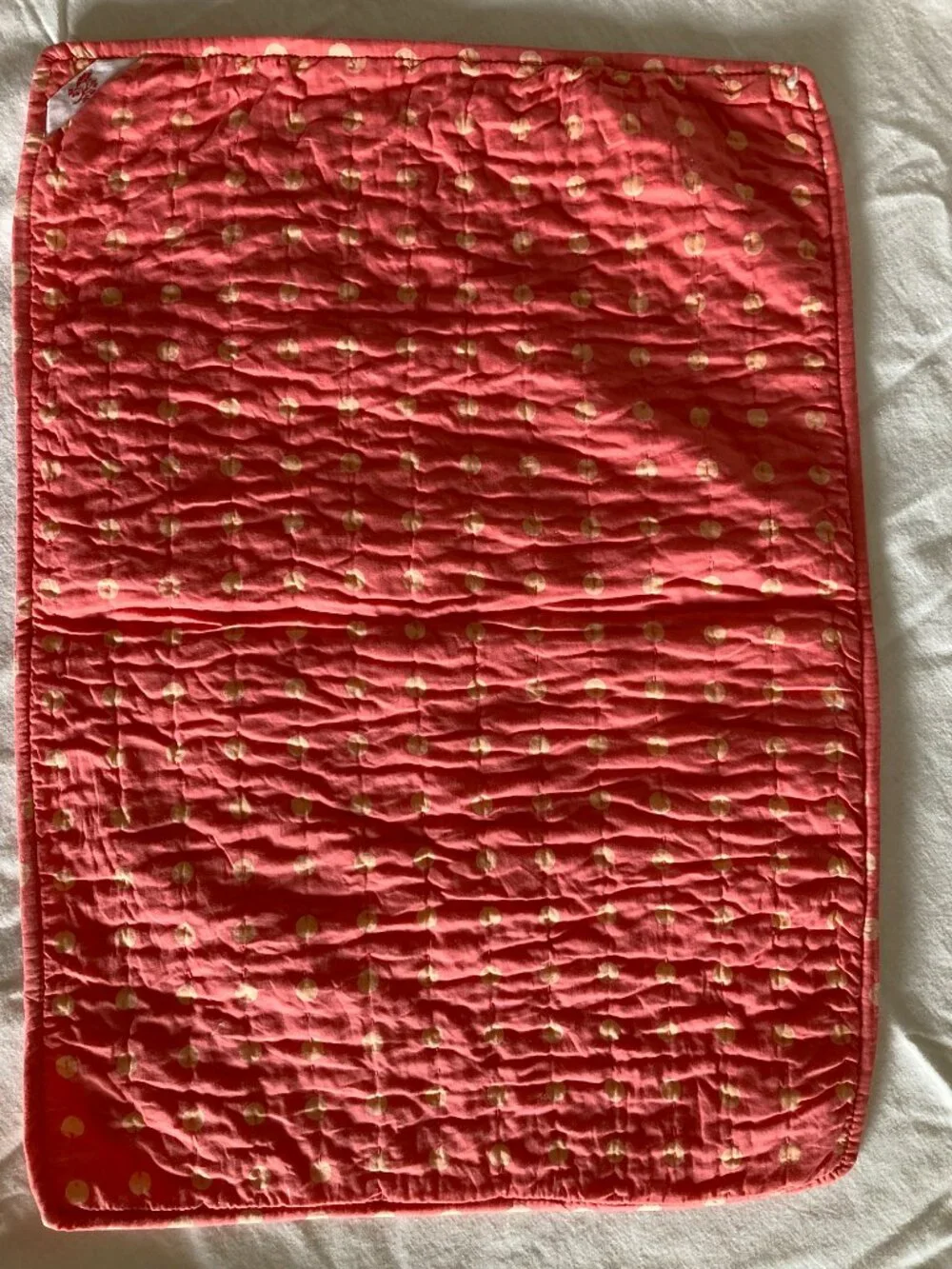 6 new April Cornell quilted floral placemats, coral pink, + 1 used, 7 total